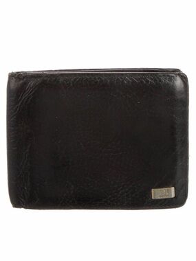 Dunhill Black Leather Logo Plate Card Case Bi-fold Wallet